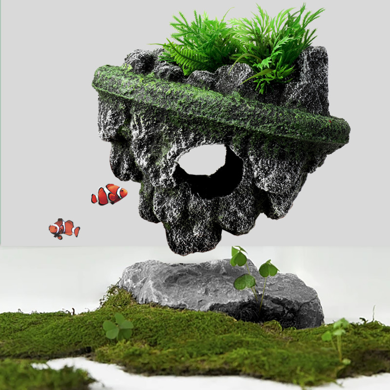 Planted Aquarium With Rocks - 매달린 섬 물고기 탱크 장식 크리