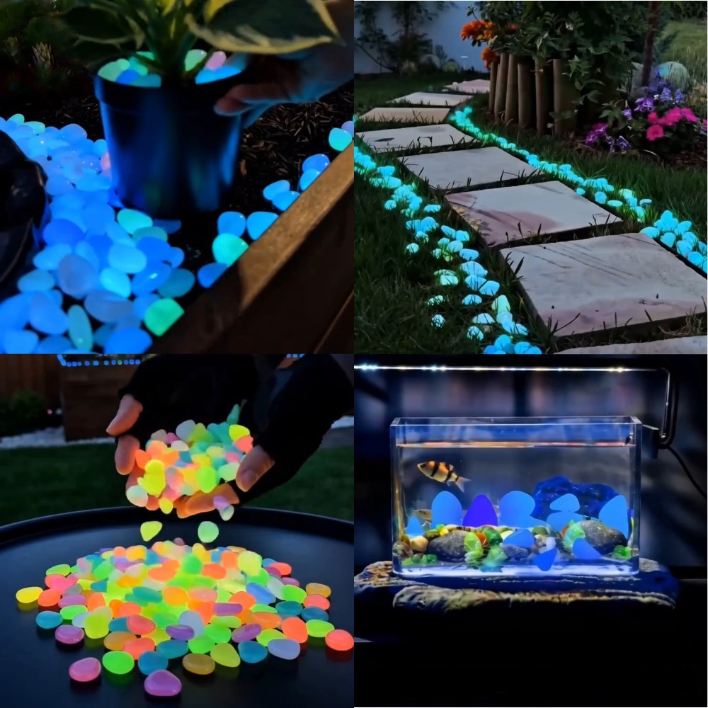 Aquarium Planting - 다채로운 야광 조약돌 정원석, 야외 정원
